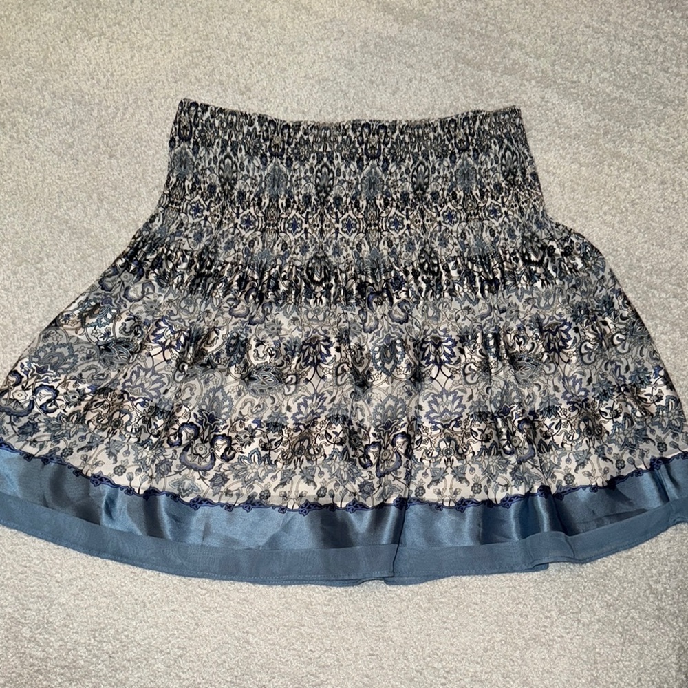 Max Studio Elegant Blue Patterned Soft Skirt Size L